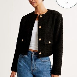 A&F Collarless Tweed Jacket